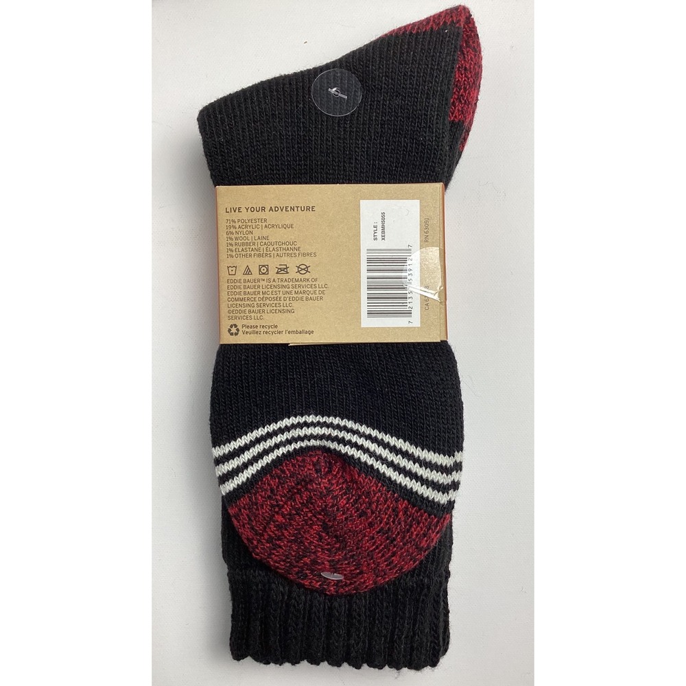Eddie Bauer 2-Pair Black Heat Thermal‎ Long Heavyweight Crew Socks Size 7-12 - Picture 6 of 6
